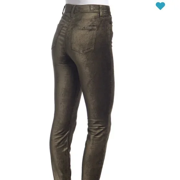 7 For All Mankind High Waist Velvet Ankle Skinny With Exposed Button Fly Pants - Picture 4 of 12